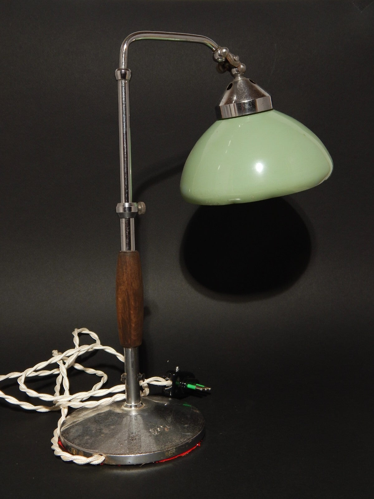 ANTICA RARA LAMPADA TAVOLO SCRIVANIA ART DECO MINISTERO PARALUME LATTA VERDE