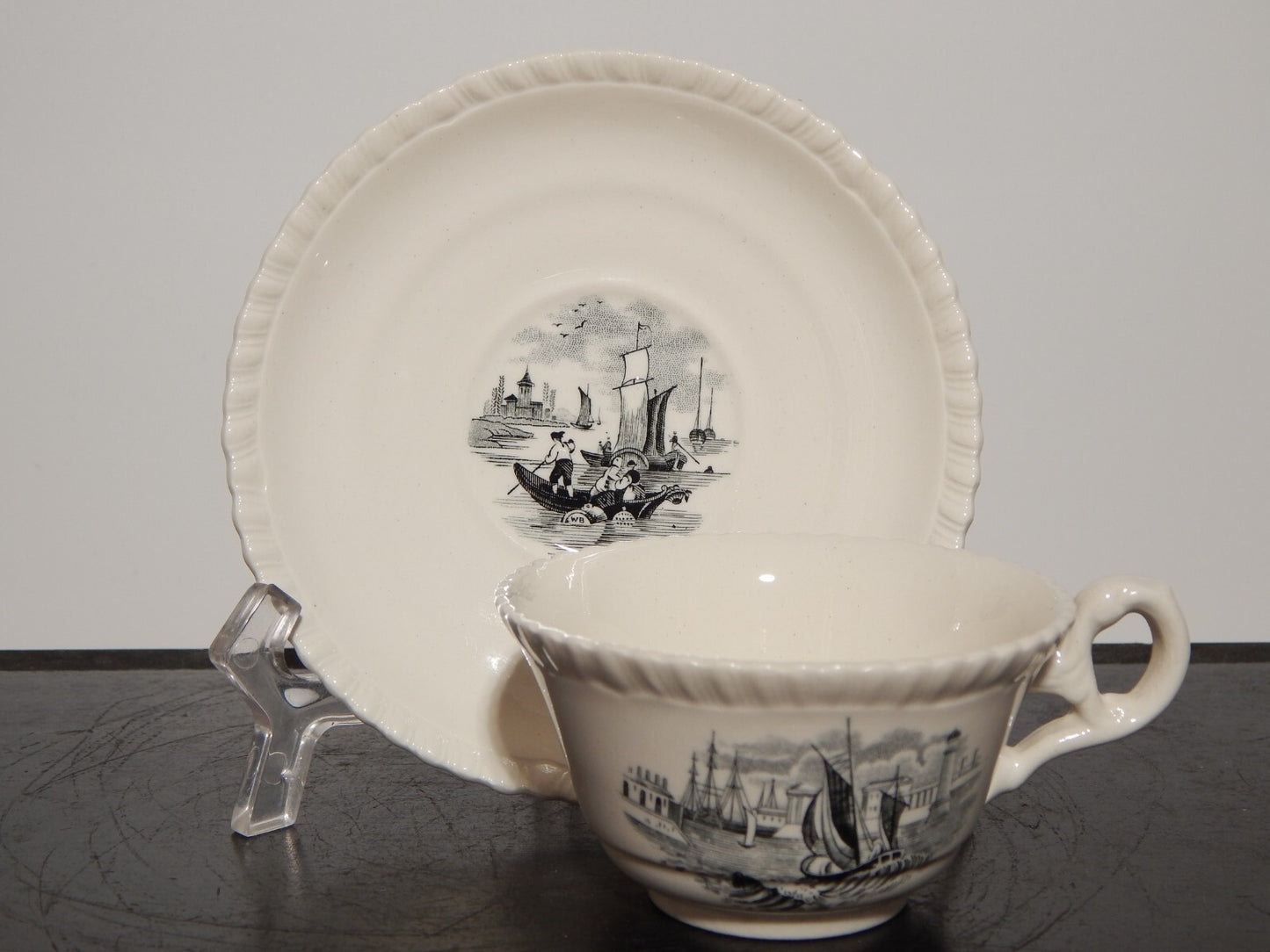 ANTICO SERVIZIO CAFFE' INGLESE SEMI PORCELLANA COPELAND SPODE PAESAGGIO MARINO