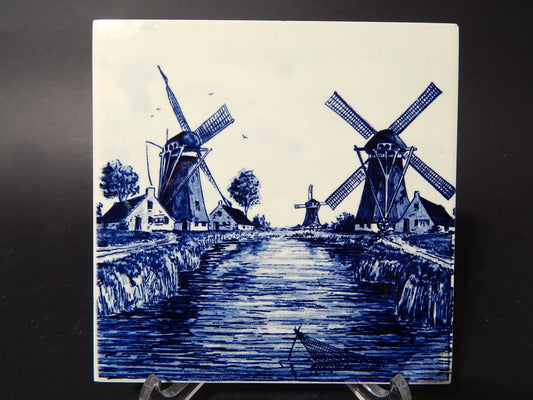 VINTAGE AUTENTICA PIASTRELLA MATTONELLA PORCELLANA DI DELFTS BLAUW BIANCO BLU #