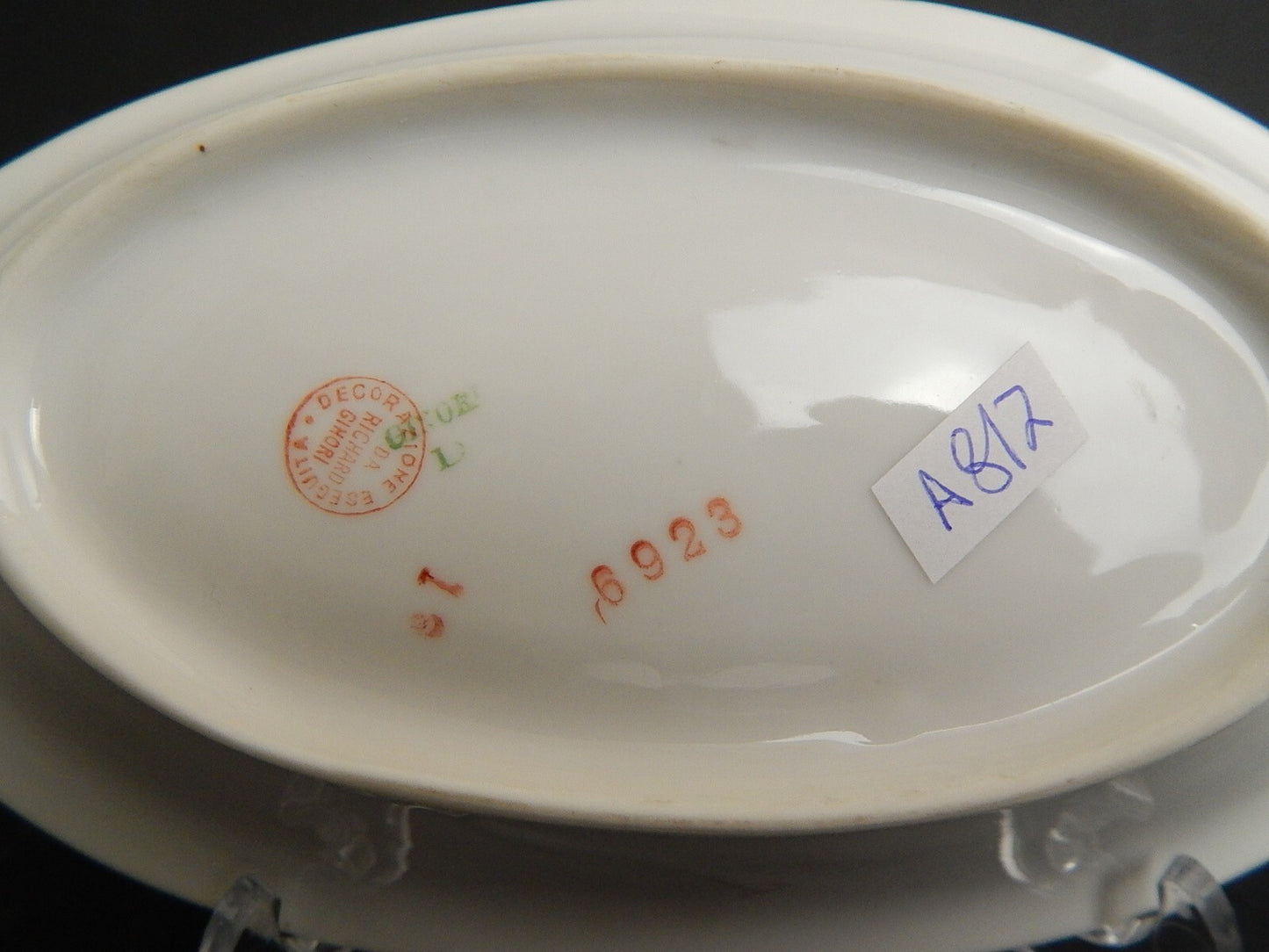 ANTICA RAVIERA VASSOIO PORCELLANA GINORI LIBERTY GHIRLANDE DI ROSE ORO ZECCHINO