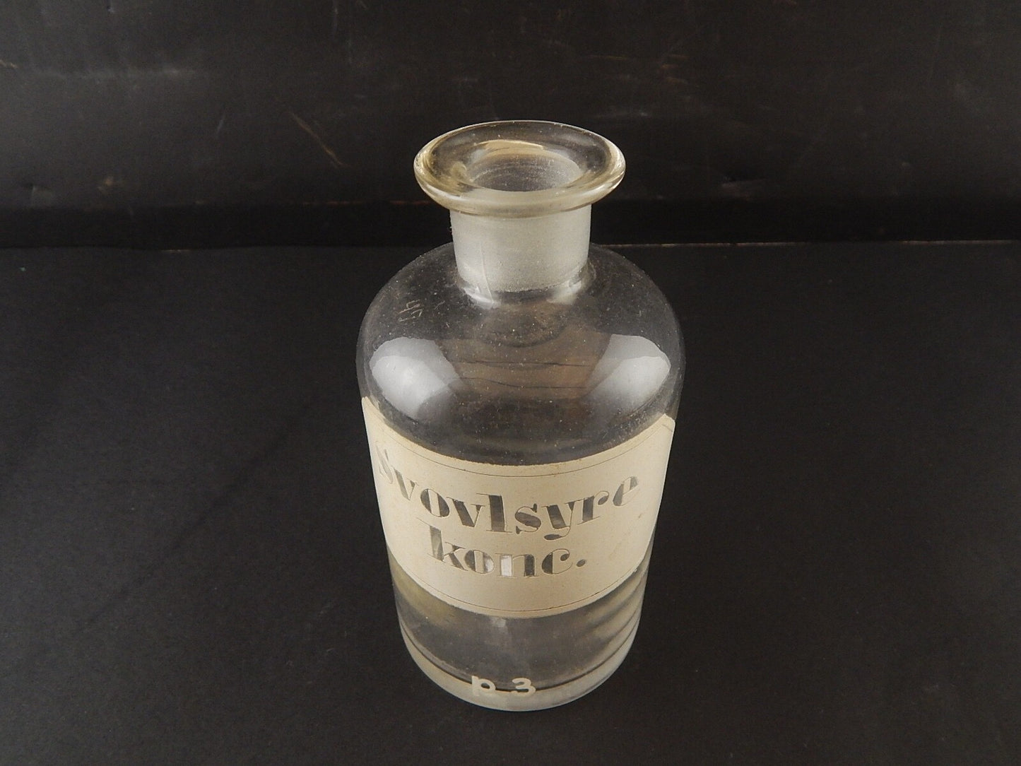 ANTICA BOTTIGLIA VASO VETRO SOFFIATO FARMACIA ETICHETTA SVOVLSYRE KONC