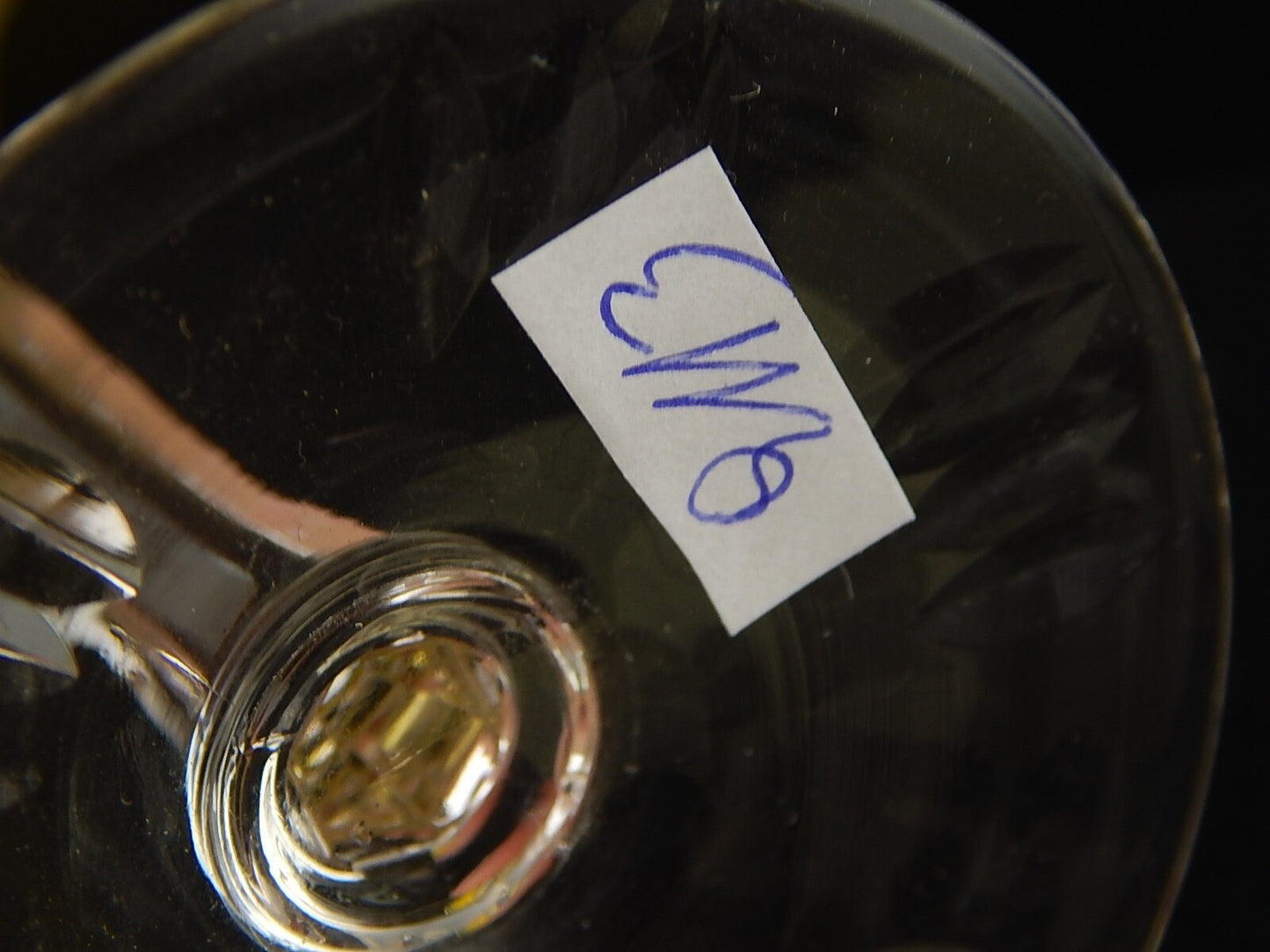 PREZIOSO VINTAGE BICCHIERE CALICE CRISTALLO BOEMIA MOLATO GIALLO ORO