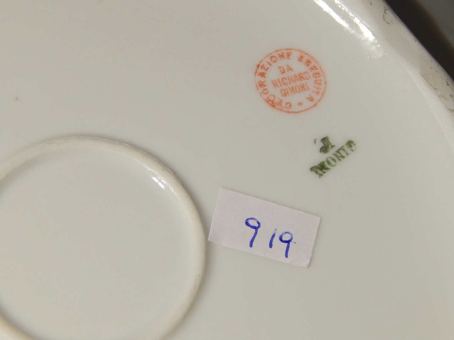 ANTICA FRUTTIERA CENTROTAVOLA PORCELLANA GINORI LIBERTY DECORO ROSA E ORO