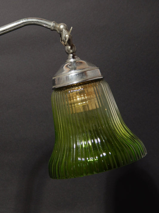ANTICA LAMPADA TAVOLO SCRIVANIA ART DECO MINISTERO CON PARALUME VETRO VERDE