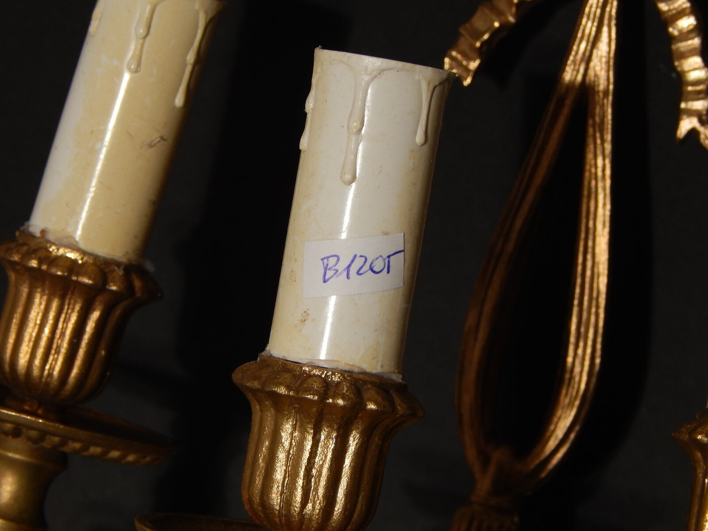 ANTICA ELEGANTE APPLIQUE 3 FUOCHI E 14 LAMPADA PARETE BRONZO OTTONE STILE IMPERO