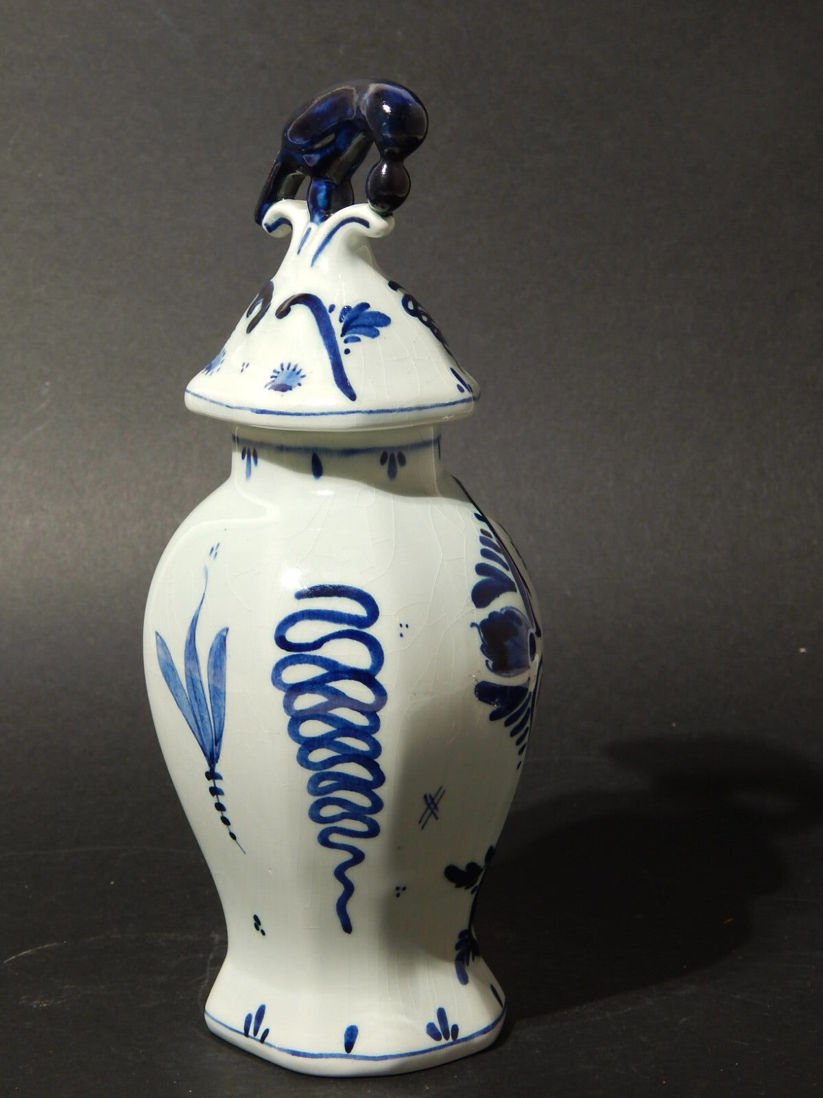 ANTICO RARO VASO URNA FARMACIA SPEZIALE CERAMICA DELFTS BIANCO BLU PRIMO 900
