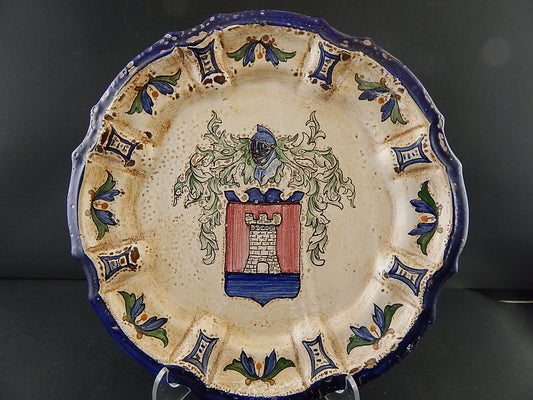 VINTAGE CERAMICA ARTISTICA LA EUGUBINA PIATTO PARETE GUBBIO STEMMA ARALDICO