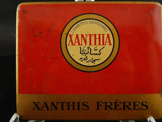 VINTAGE SCATOLA LATTA SIGARETTE EGIZIANE XANTHIA XANTHIS FRERES