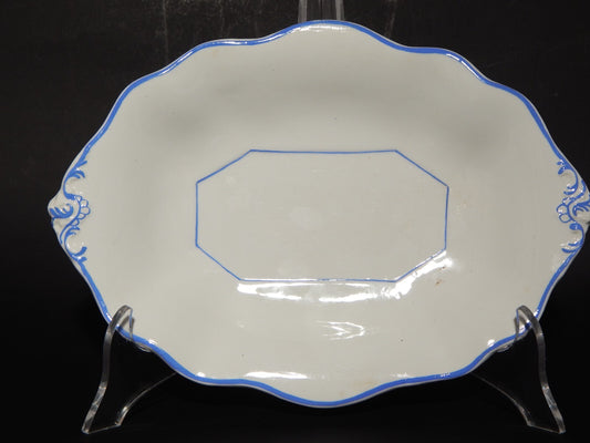 ANTICO RARO VASSOIO CERAMICA BIANCA PROFILO BLU RICHARD MILANO FINE 800 (X147)