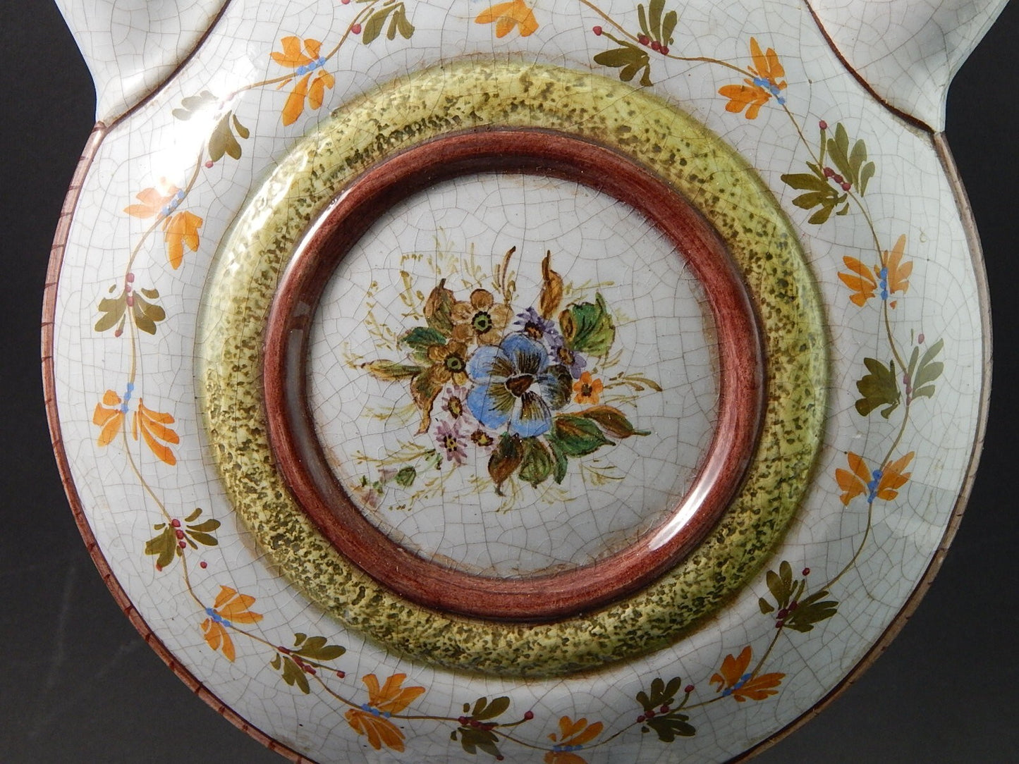 ANTICO RARISSIMO VASO TULIPANIERA CERAMICA MAIOLICA ITALIANA DIPINTO POLICROMO
