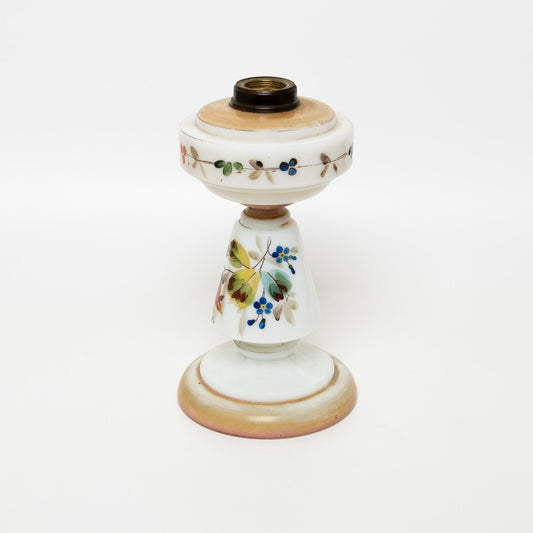 ANTICA BASE LAMPADA LUME TAVOLO EPOCA LIBERTY CON VETRO OPALINO DIPINTO