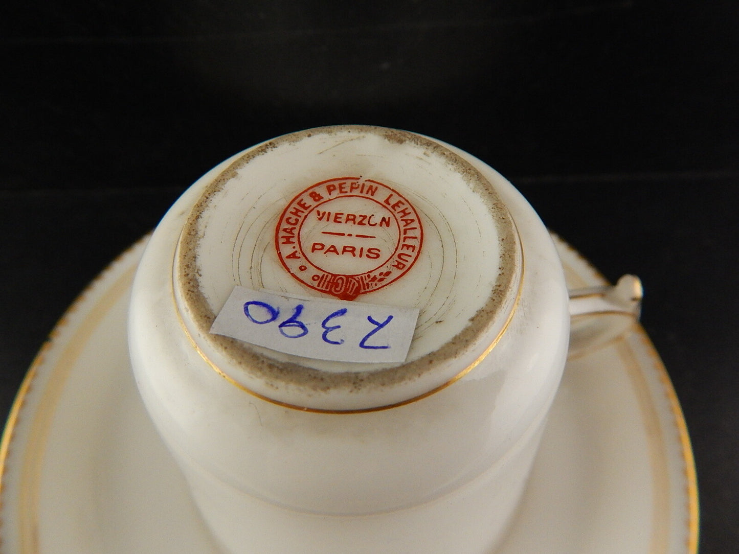 ANTICA PORCELLANA TAZZA ALFRED HACHE&CO VIERZON PARIS MONOGRAMMA DIFETTO