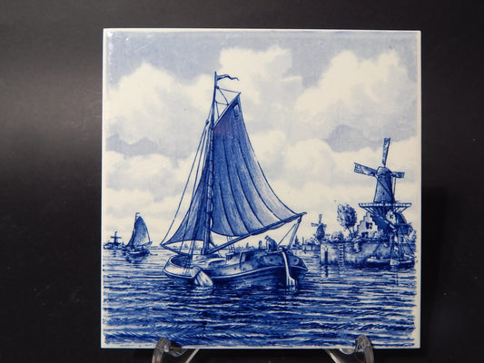 VINTAGE AUTENTICA PIASTRELLA MATTONELLA PORCELLANA DI DELFTS BLAUW BIANCO BLU