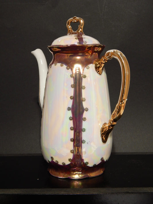 ANTICA LIBERTY PREZIOSA CAFFETTIERA PORCELLANA GINORI 1896-1910 DECORO A LUSTRO