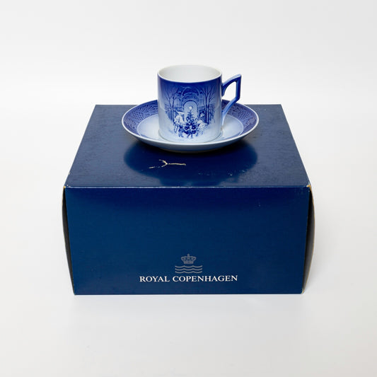 ROYAL COPENHAGEN PORCELLANA TAZZA DI NATALE 1990 CON SCATOLA ORIGINALE CM 7
