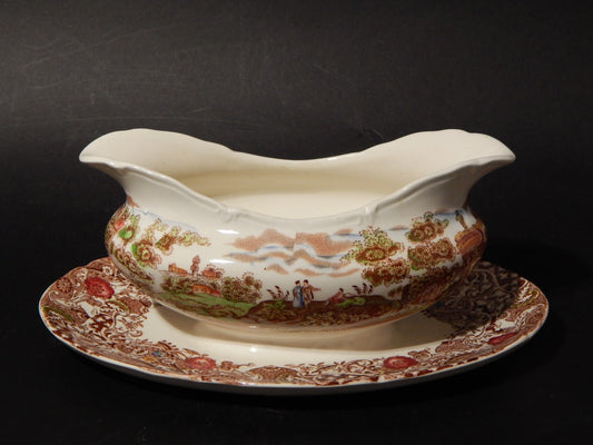 ANTICA SALSIERA SEMI PORCELLANA INGLESE W. R. MIDWINTER LANDSCAPE