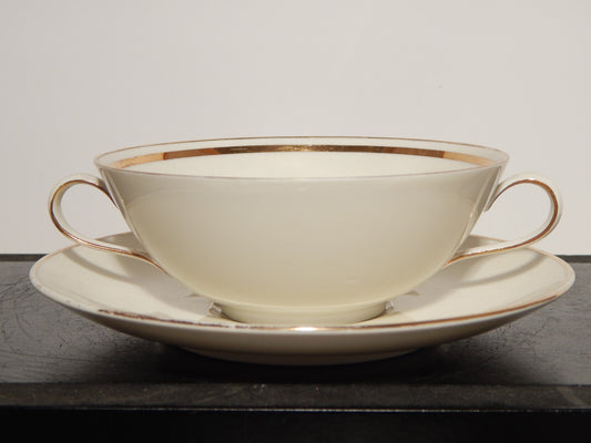 ANTICO SET 6 TAZZE BRODO STILE IMPERO PORCELLANA ORO BAVARIA SELTMANN WEIDEN