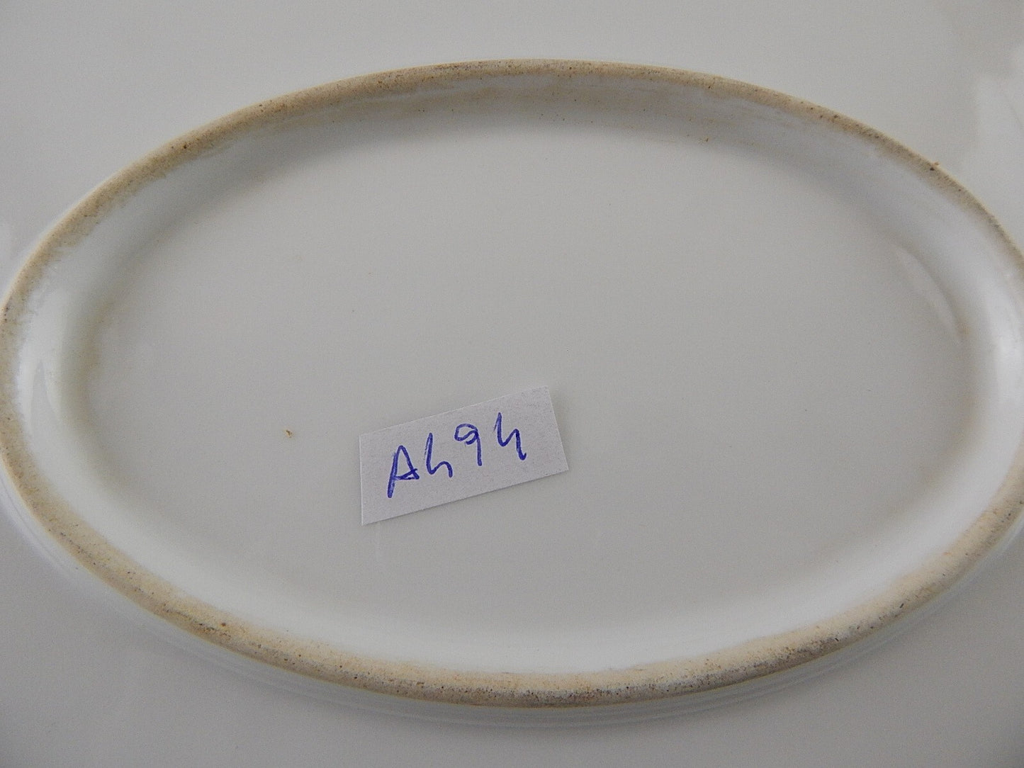 ANTICO PIATTO VASSOIO OVALE PORCELLANA PARIGI BIANCA BLU ORO NAPOLEONE III #A494