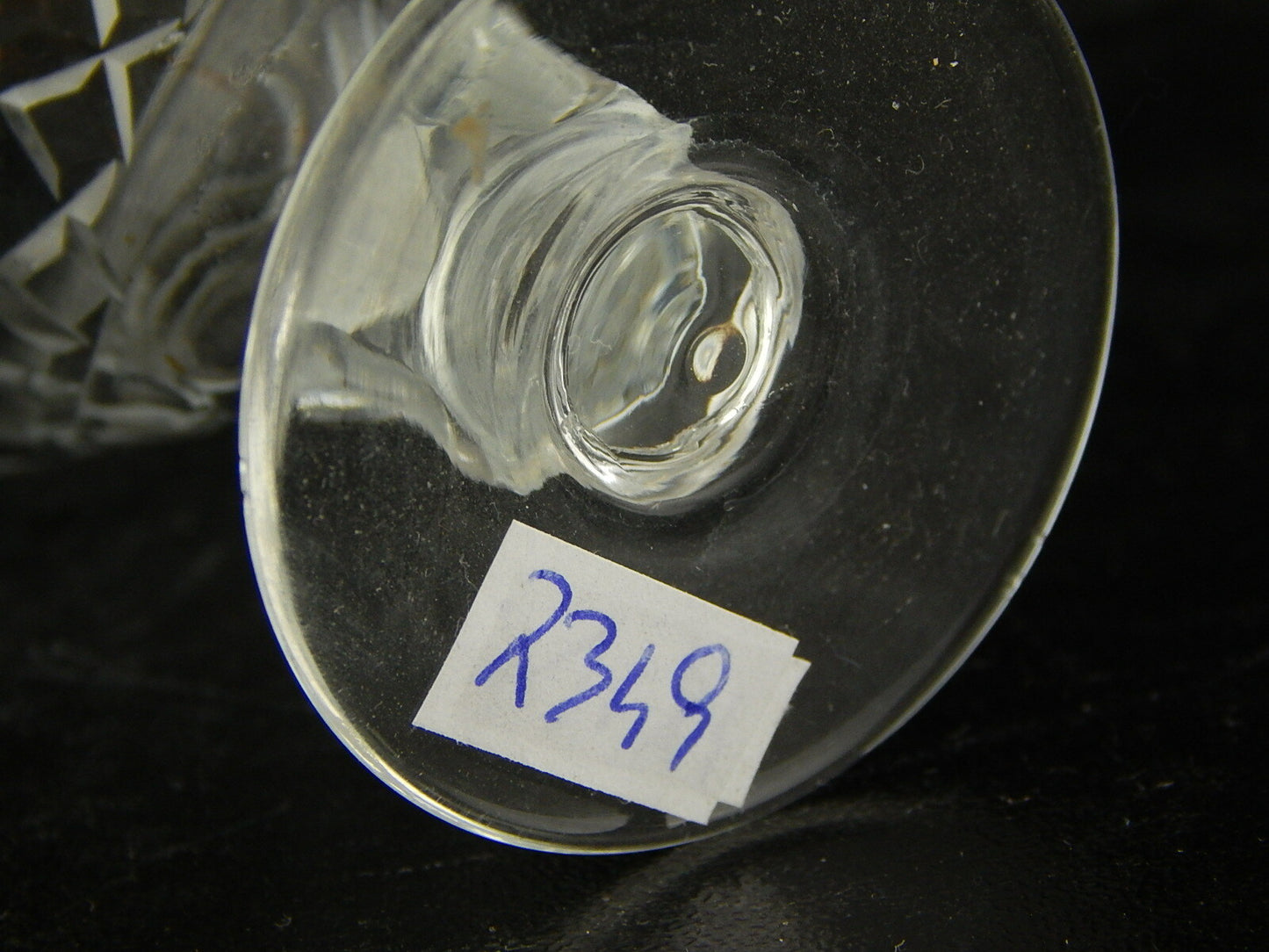 ANTICO ART DECO BICCHIERE CALICE CRISTALLO MOLATO 7 CM ALTEZZA