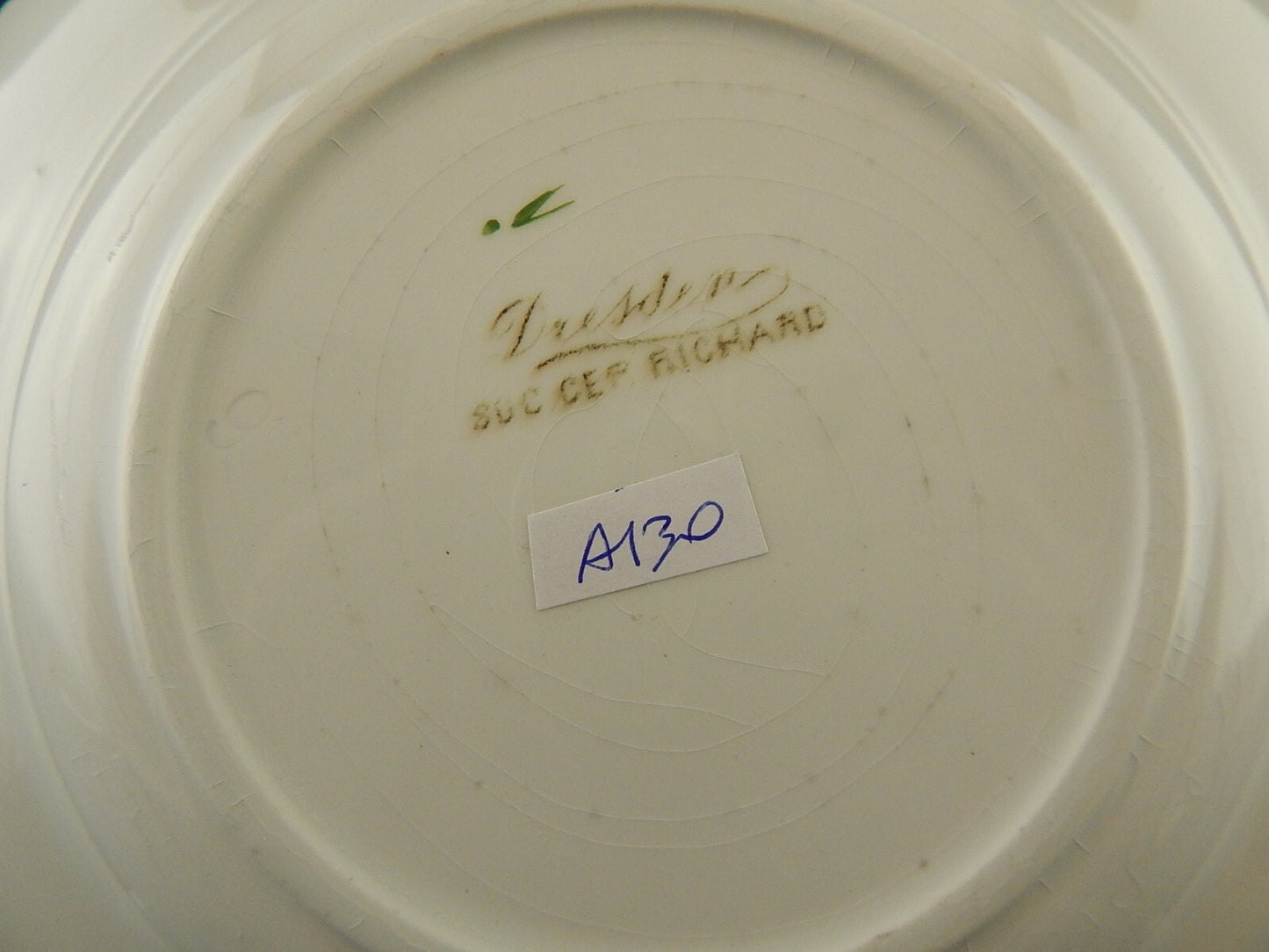 ANTICO 1800 RARISSIMO PIATTO FONDO CERAMICA RICHARD MILANO DECORO DRESDEN A130