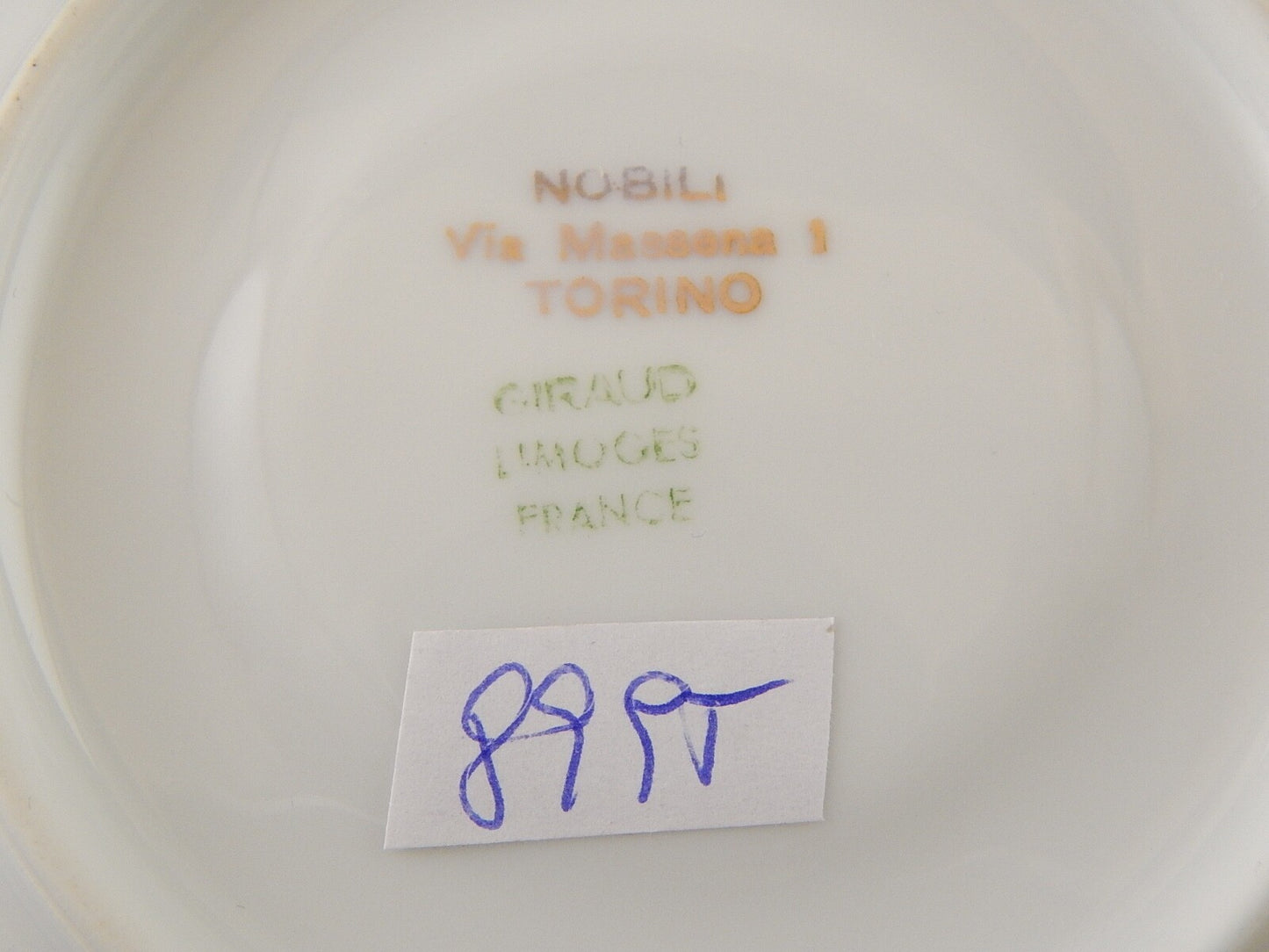 PREZIOSO SET CAFFE' TAZZINA PORCELLANA LIMOGES GIRAUD BIANCA PROFILO ORO