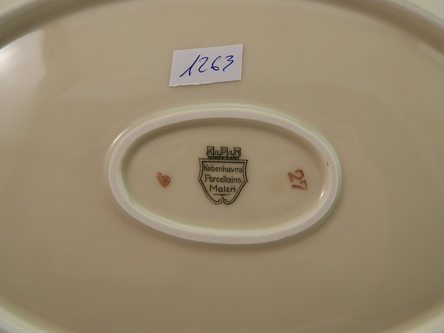 ANTICO KPM COPENHAGEN ROCAILLE VASSOIO FONDO PORCELLANA DEL 1924