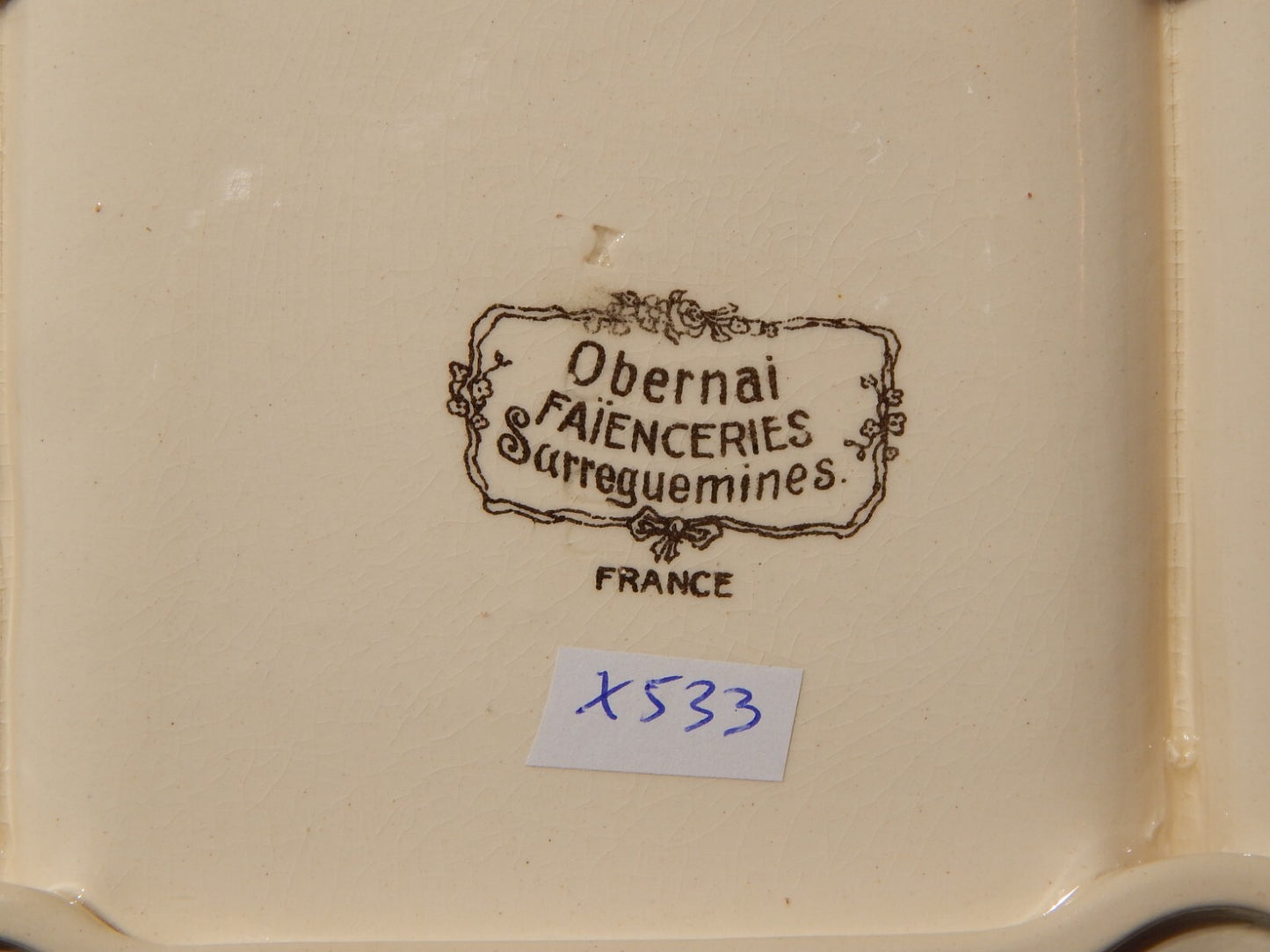ANTICO CONTENITORE PER SAPONE E SPUGNE CERAMICA SARREGUEMINES OBERNAI XIX SECOLO