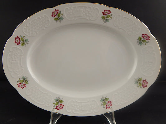 VINTAGE RICHARD GINORI VASSOIO PIATTO PORTATA PORCELLANA DECORO ROSA CANINA