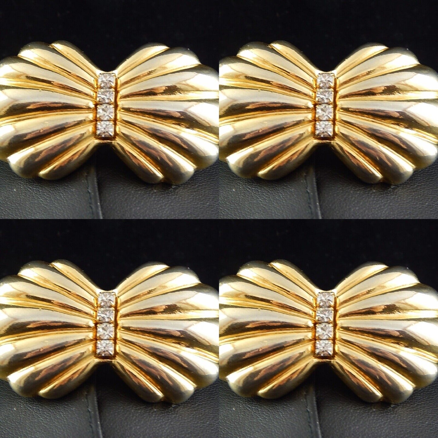 VINTAGE BIJOUX SPILLA CON PREZIOSA DORATURA E CRISTALLI BROOCH #