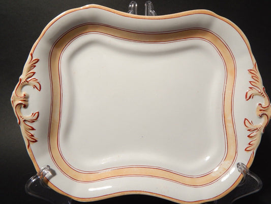 ANTICO RARO VASSOIO CON MANICI CERAMICA VILLEROY & BOCH FINE '800 METTLACH