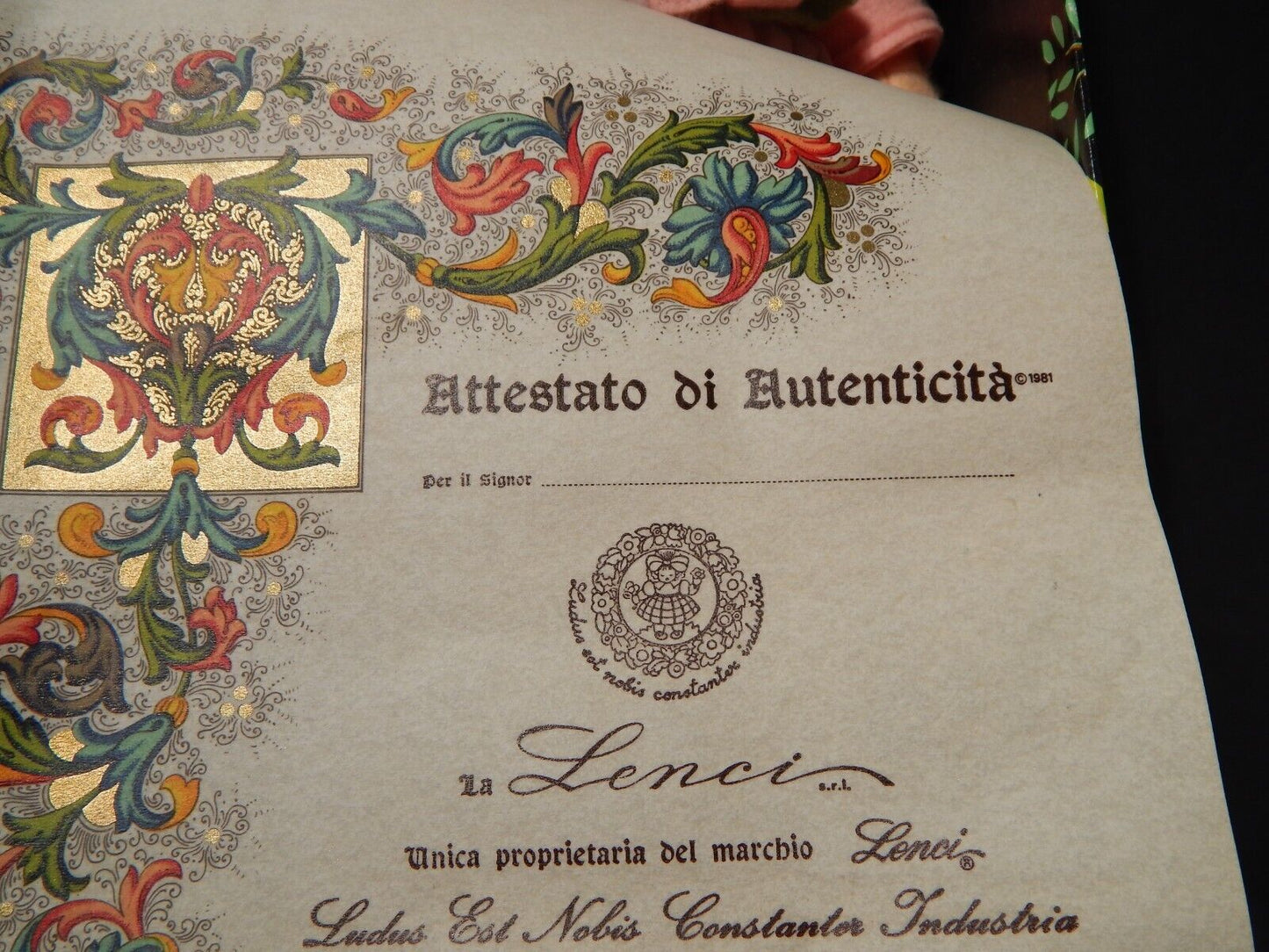 BAMBOLA LENCI TORINO MODELLO DORIS MADE IN ITALY CON SCATOLA E CERTIFICATO 1989