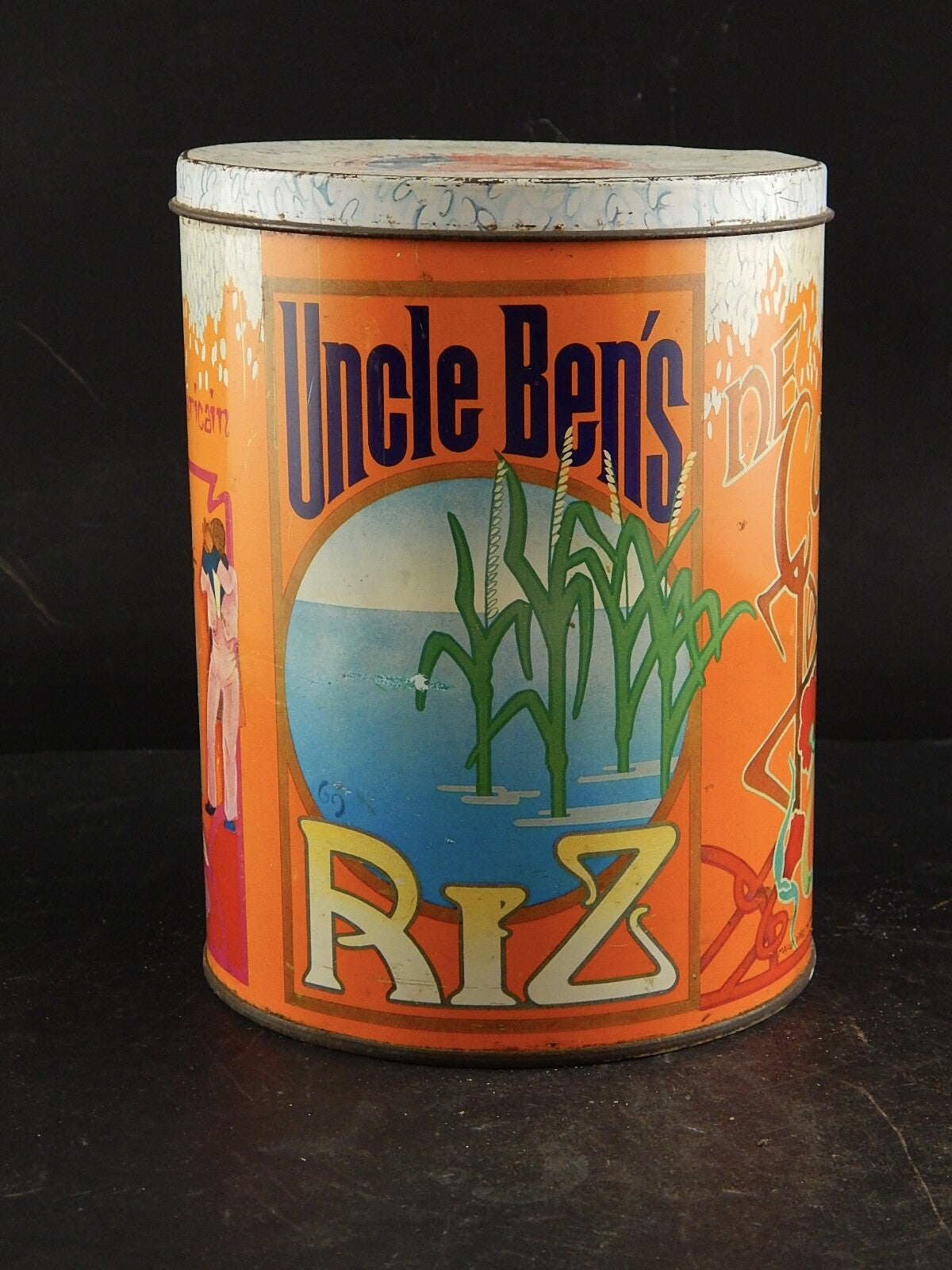 COLLEZIONE ANTICA SCATOLA LATTA STAMPATA PUBBLICITARIA UNCLE BEN'S RICE HAMBURG