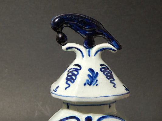 ANTICO RARO VASO URNA FARMACIA SPEZIALE CERAMICA DELFTS BIANCO BLU PRIMO 900