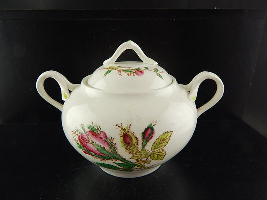 ANTICA ART NOUVEAU LIBERTY ZUCCHERIERA POTICHE PORCELLANA DIPINTA MANO ROSA