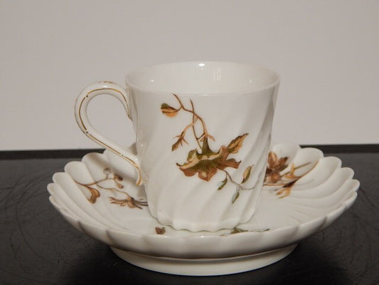 ANTICA ART NOUVEAU TAZZINA CAFFE' PORCELLANA HAVILAND & CO LIMOGES FIORI ROVO #