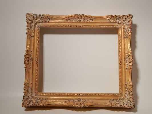 VINTAGE IMPORTANTE STILE VENEZIANA CORNICE IN LEGNO INTAGLIATA CON DORATURA 1859