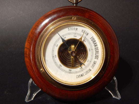 VINTAGE BAROMETRO ANEROIDE DANESE CON CORNICE IN LEGNO