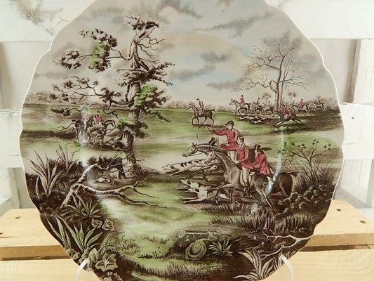 VINTAGE PIATTO PORCELLANA JOHNSON BROS COLLEZIONE TALLY HO VIEW HALOO