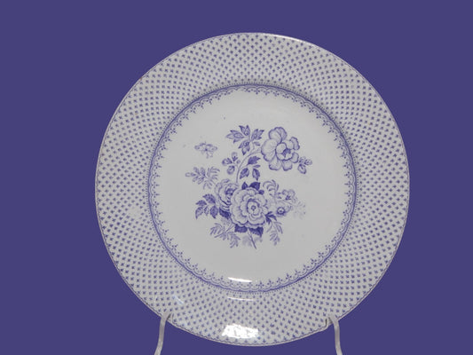 ANTICO RARO PIATTO CERAMICA STAFFORDSHIRE PRIMAVESI DEL 1860 ERMINE BORDER VIOLA