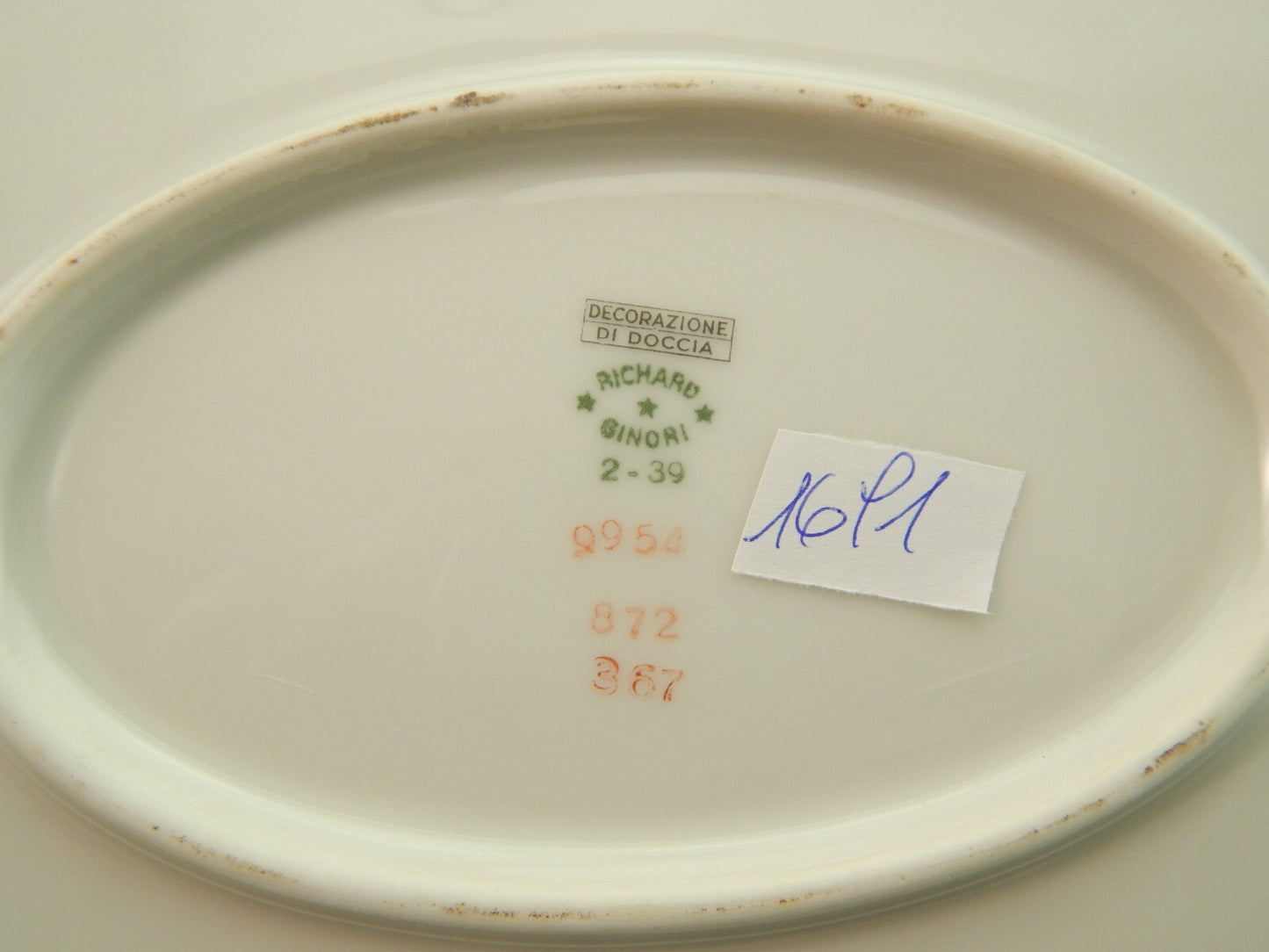 ANTICO PREZIOSO VASSOIO OVALE IMPERO PORCELLANA RICHARD GINORI DOCCIA DEL 1939