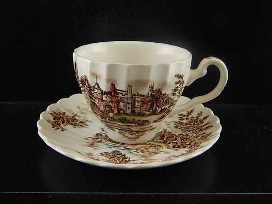 VINTAGE SEMI PORCELLANA JOHNSON BROS COLLEZIONE ANCIENT TOWERS TAZZA DA TE'