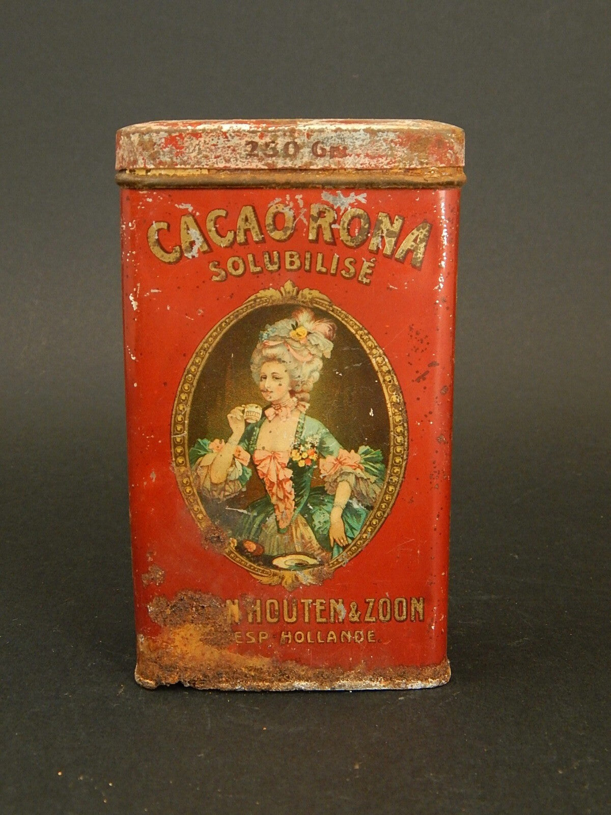 ANTICA SCATOLA LATTA CACAO VAN HOUTEN RONA COLLEZIONE