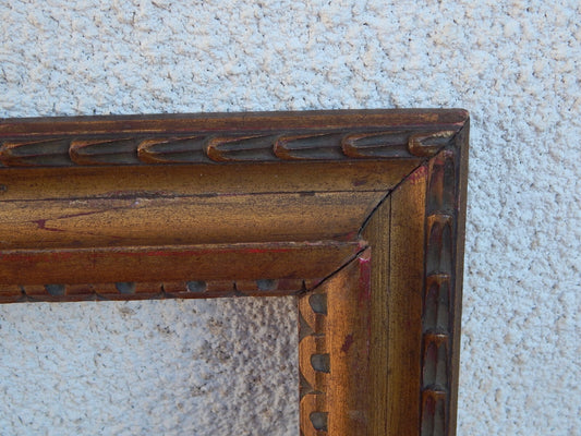 ANTICA CORNICE LEGNO INTAGLIATA DORATURA BRUNITA PRIMO 900