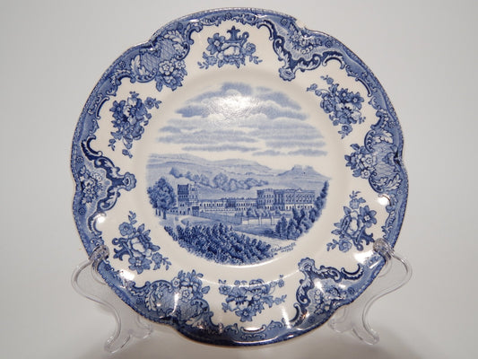 VINTAGE JOHNSON BROS PIATTO OLD BRITAIN CASTLE BLU PORCELLANA DIFETTO #1902