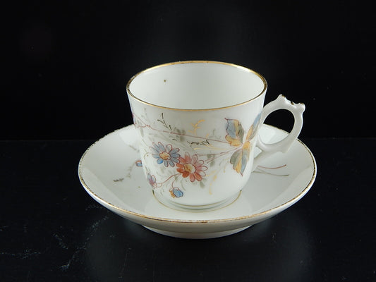 ANTICA PREZIOSA RARA TAZZA E PIATTINO PORCELLANA METÀ 800 DIPINTA A MANO