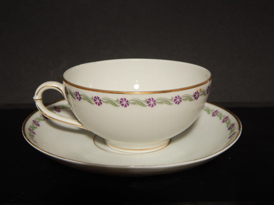 ANTICA TAZZA TE' 1900-30 PORCELLANA RICHARD GINORI CARTIGLIO PITTORIA DI DOCCIA