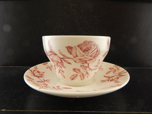 VINTAGE TAZZA TE' CON PIATTINO PORCELLANA INGLESE CHURCHILL DECORO LE ROSE