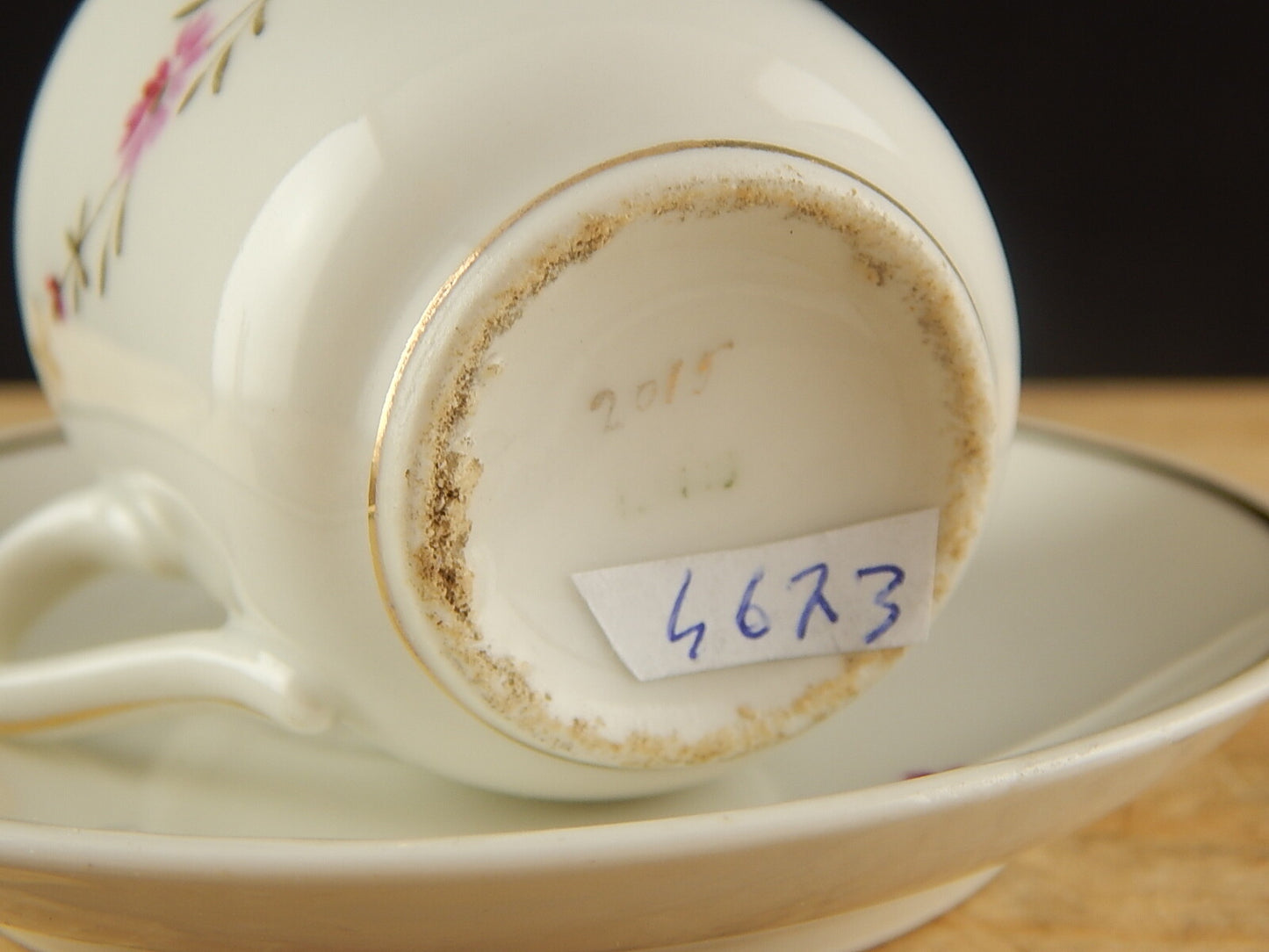 ANTICA TAZZA E PIATTINO PORCELLANA GINORI ART NOUVEAU DIPINTA A MANO #4673