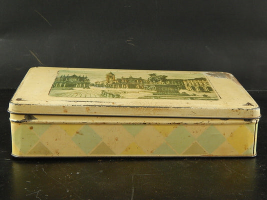 PUBBLICITARIO RETRO SCATOLA LATTA BISCOTTI PAVESI NOVARA PIAZZA SAN CARLO TORINO