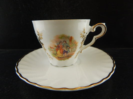 ANTICA TAZZINA CAFFE' PORCELLANA RHEINPFALZ BAVARIA SCENA GALANTE A237